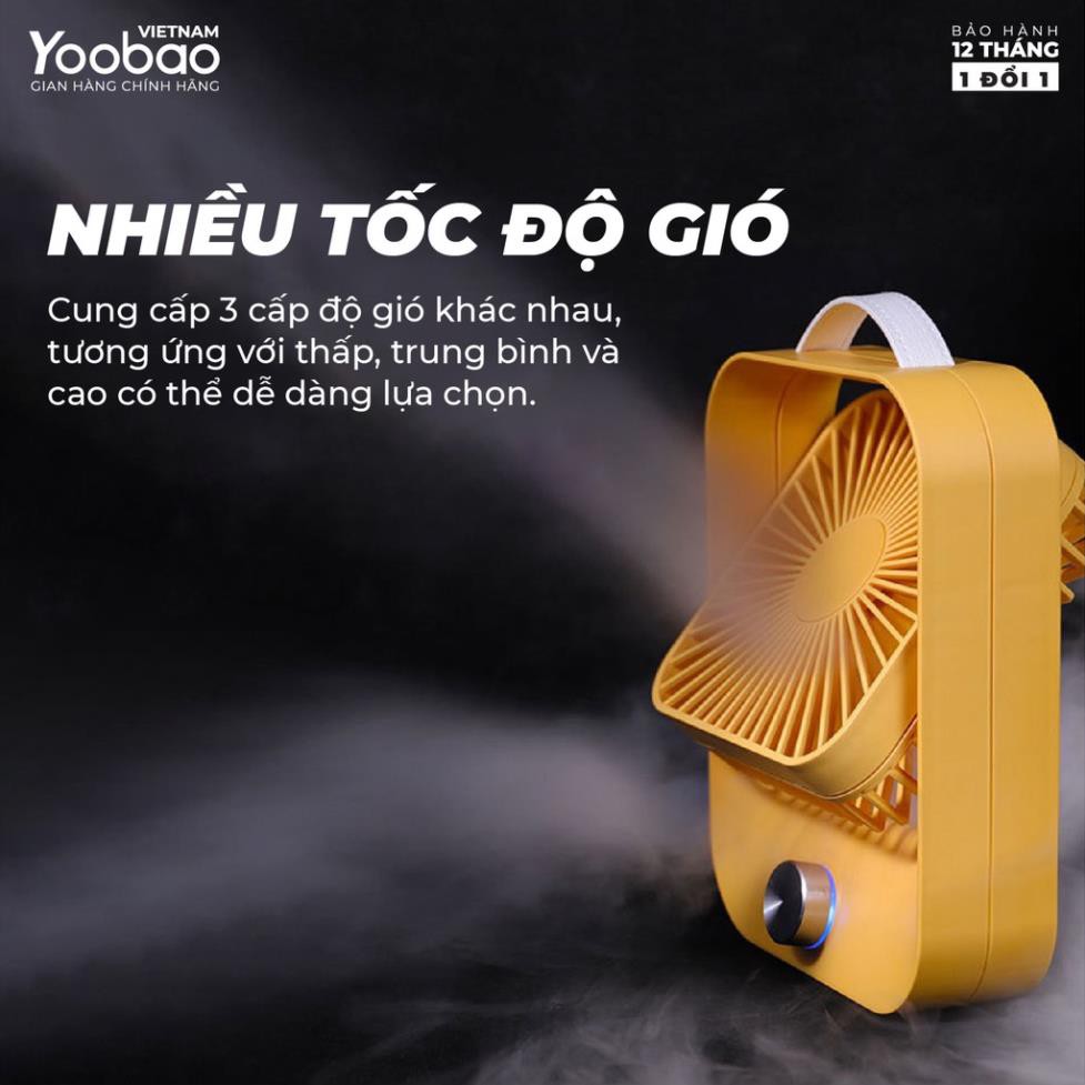 Quạt sạc mini để bàn làm việc YOOBAO LJQ-119 2400mAh - Chạy liên tục lâu - Hàng chính hãng - Bảo hành 12 tháng 1 đổi 1