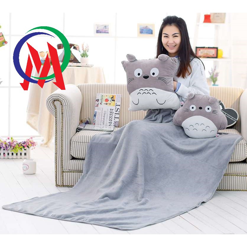 [Giá rẻ hủy diệt] Bộ chăn gối Totoro 1x1.7m