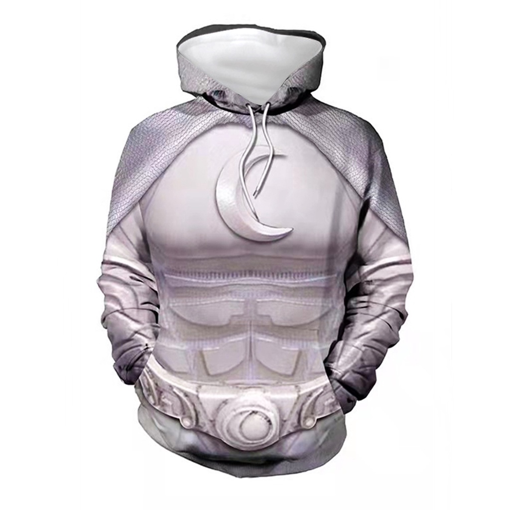 Moon Knight Mới Áo Khoác Hoodie Phối Khóa Kéo Hóa Trang Kỵ Sĩ Mặt Trăng Cho Halloween