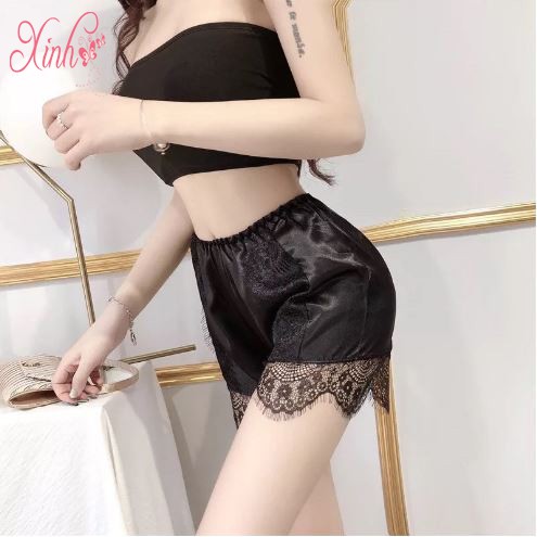 Quần Đùi Nữ Satin Phối Ren Có Thể Mặc Đi Chơi, Đi Ngủ Rất Tiện Lợi | BigBuy360 - bigbuy360.vn