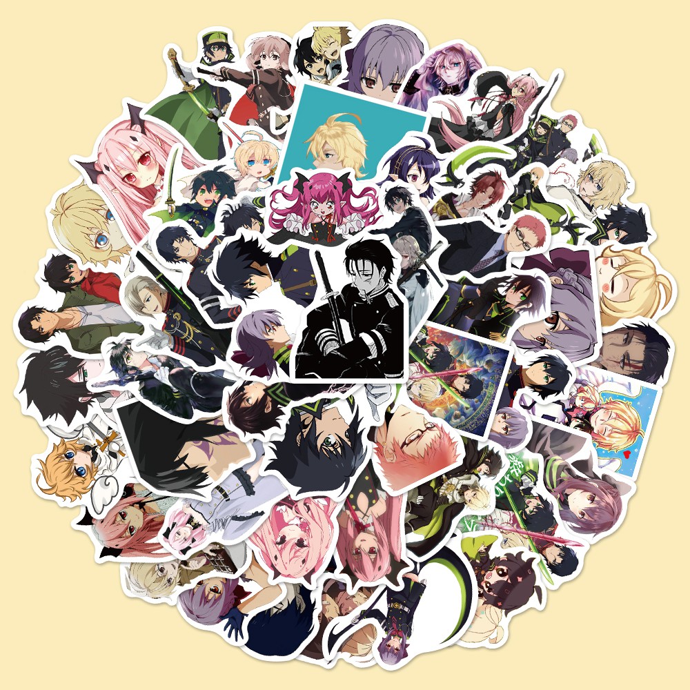Bộ 50 Miếng Dán Chống Thấm Nước Hình Nhân Vật Seraph Of The End Cho Trẻ Em