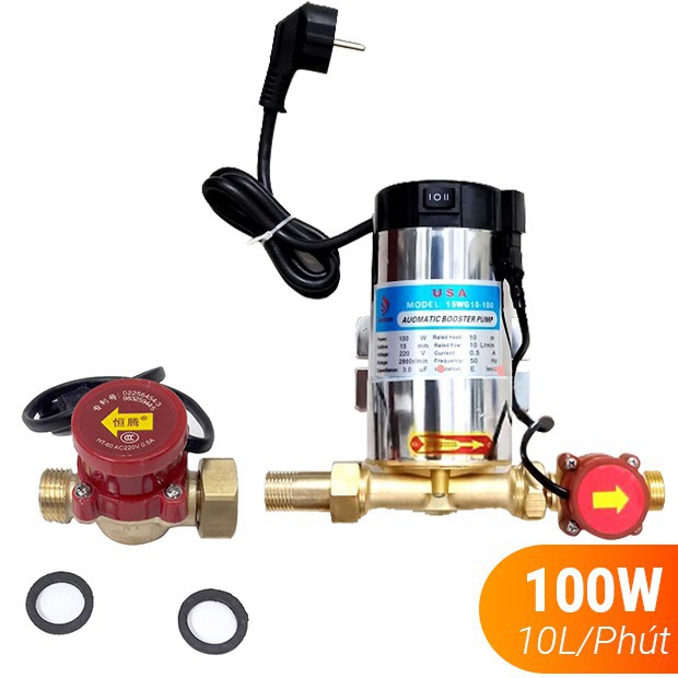 Máy bơm nước tăng áp máy giặt bình nóng lạnh TA9798 220V - Công Suất 100W - Quấn dây đồng 100%