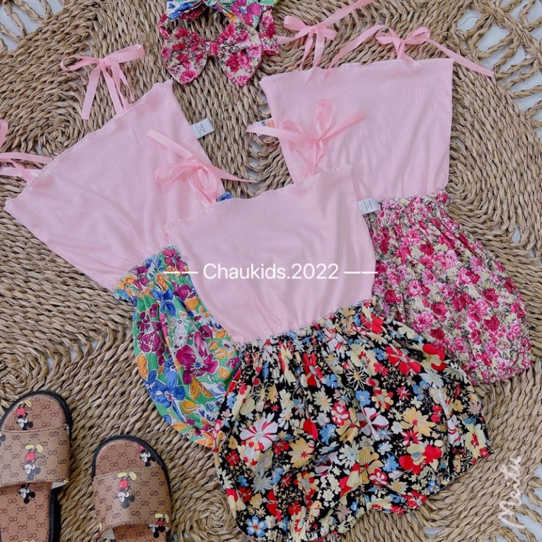 Bộ hè bé gái, set Jum áo hồng quần hoa bé gái