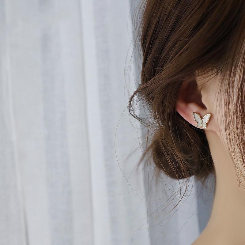 Bông Tai Hình Bướm Đính Đá Lấp Lánh Phong Cách Hàn Quốc