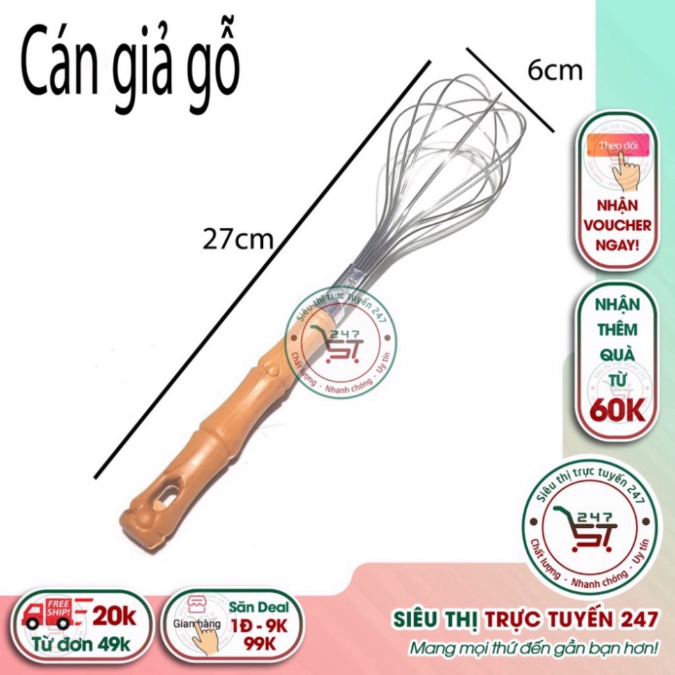 Cây đánh trứng bằng inox 304 với cán nhựa bền đẹp là dụng cự nhà bếp tiện dụng cho chị em phụ nữ