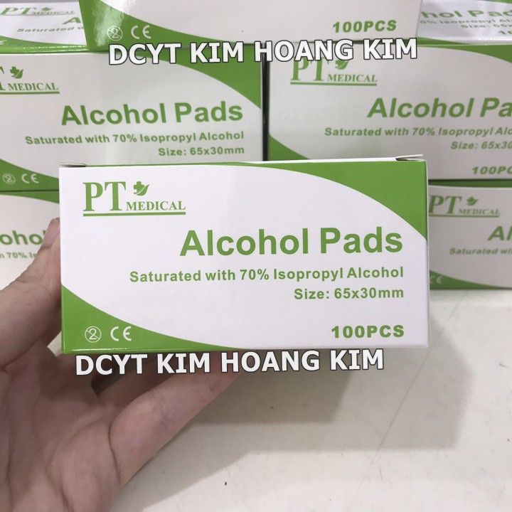 Gạc tẩm cồn PT Medical hộp 100 miếng