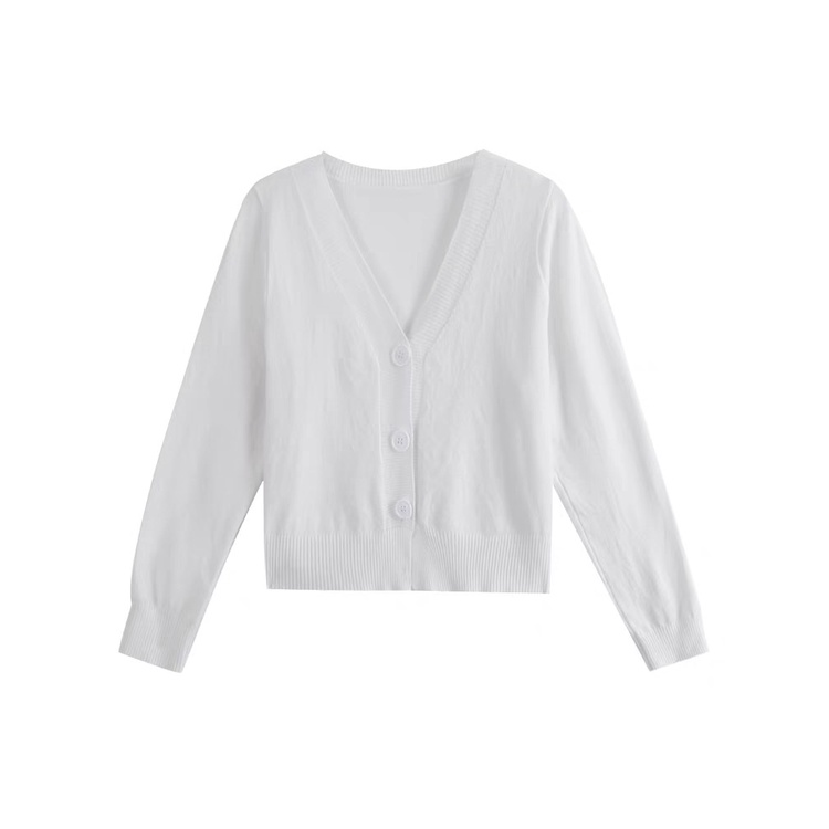Áo khoác cardigan len mỏng nữ mềm mịn tay dài cổ V dáng ngắn phong cách Hàn Quốc 2021 New Arival