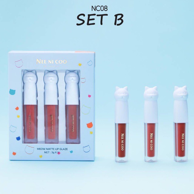 Set Son Mèo Nee Ni Coo Meow Matte Lip Glaze