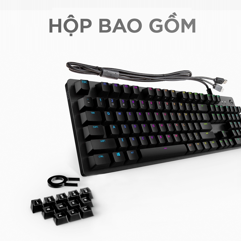 [Mã ELLOGIWL5 giảm 10% đơn 500K] Bàn phím cơ gaming Logitech G512 GX RGB - 3 loại phím cơ GX Switch, cổng USB 2.0