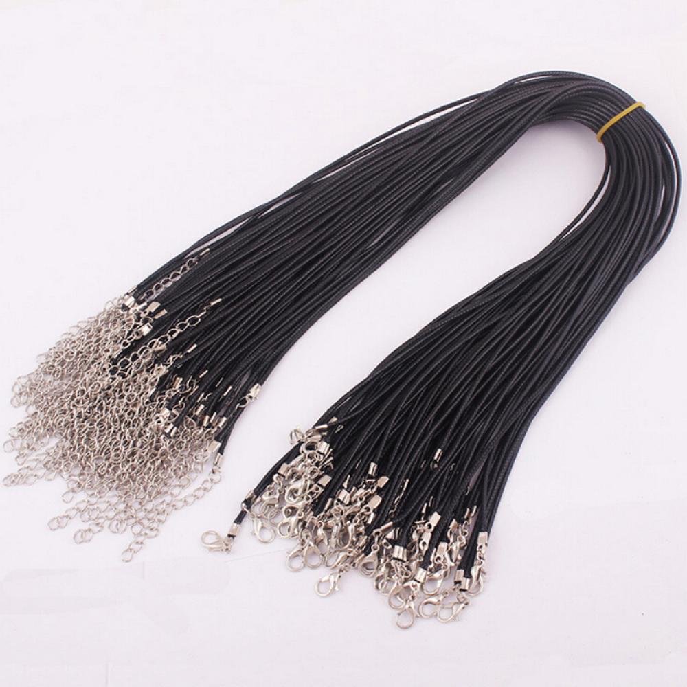 Layor Fashion Chain Men Wax Rope Necklace Women Tone Leather Black Wholesale