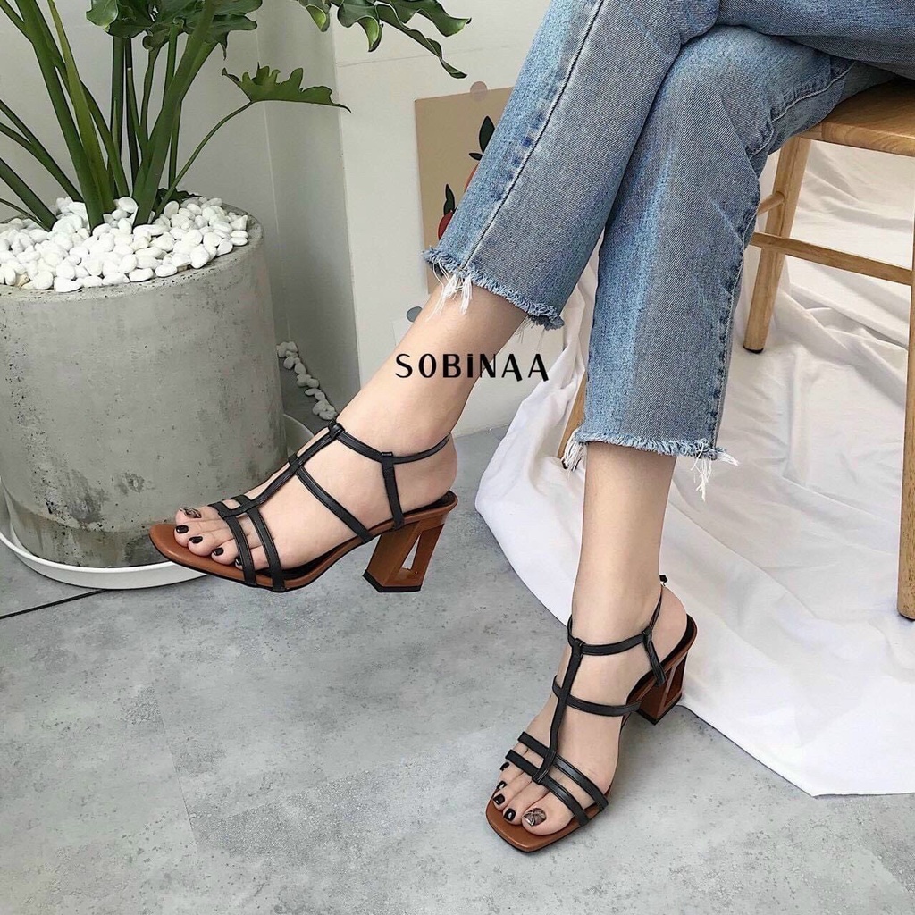 Sandal quai mảnh gót kiểu 8 phân mã MP34