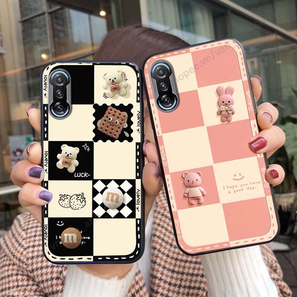 Ốp lưng Xiaomi Redmi K40 / Redmi K40 Pro hình gấu, kẹo dễ thương cute