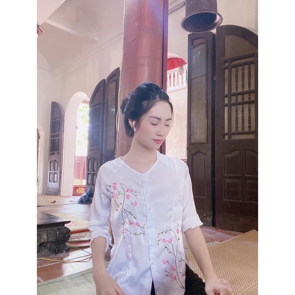 Set Lụa Thêu Hoa Liti xinh xắn Lụa04