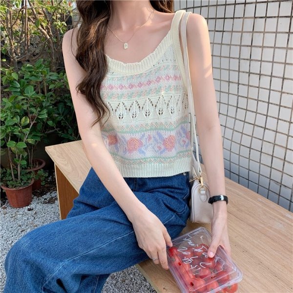 Áo hai dây dệt kim ZHELIHANGFEI đơn giản quyến rũ cho nữ