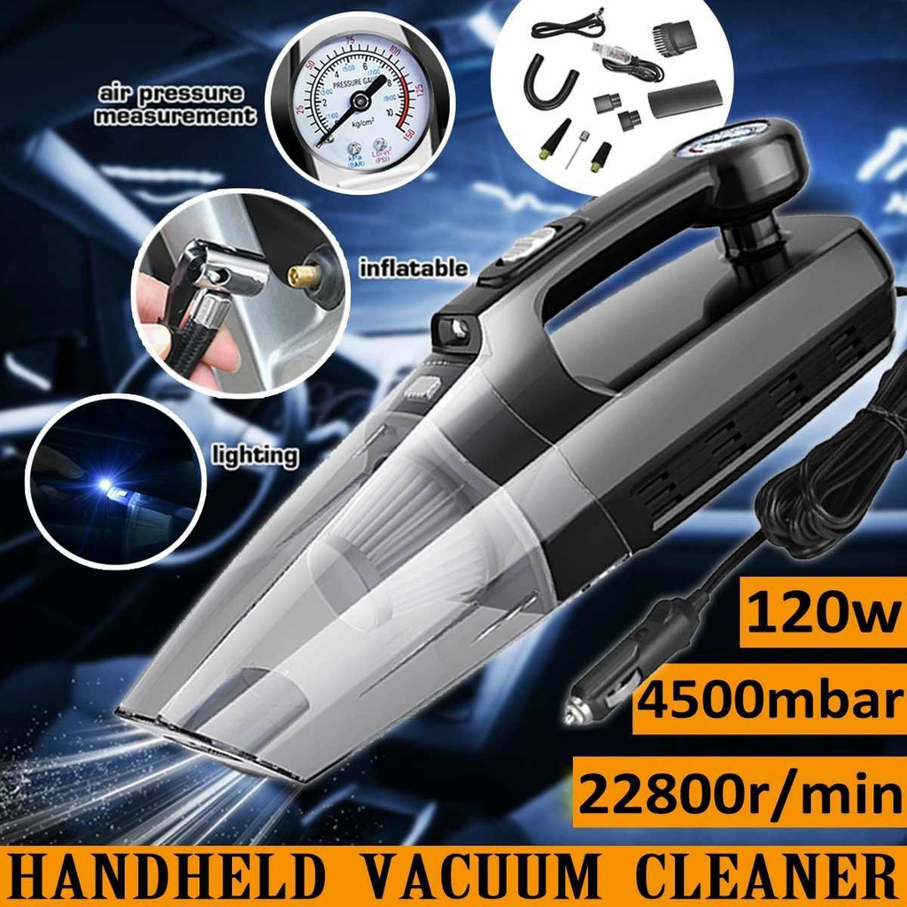 ♧❀Máy Hút Bụi, Thổi Bụi Mini Cho Xe Ô Tô Kèm Chức Năng Bơm Lốp Bánh Xe, Cầm Tay Nhỏ Gọn, Thông Minh Đa Năng, Màu Đen