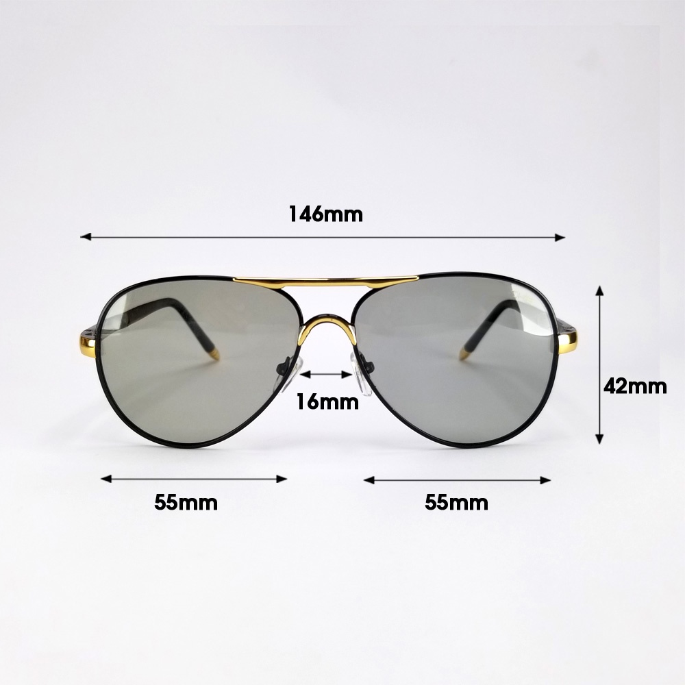 Kính mát nam nữ đổi màu đi ngày và đêm mắt phi công râm mát 8503 - Mắt kính tròng nhựa polaried, chống tia UV, ôm mặt