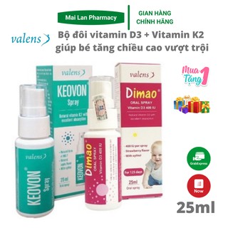 (Kèm quà tặng) Bộ đôi tăng chiều cao cho bé vượt trội vitamin D3 dạng xịt Dimao và vitamin K2 MK7 Keovon date mới nhất