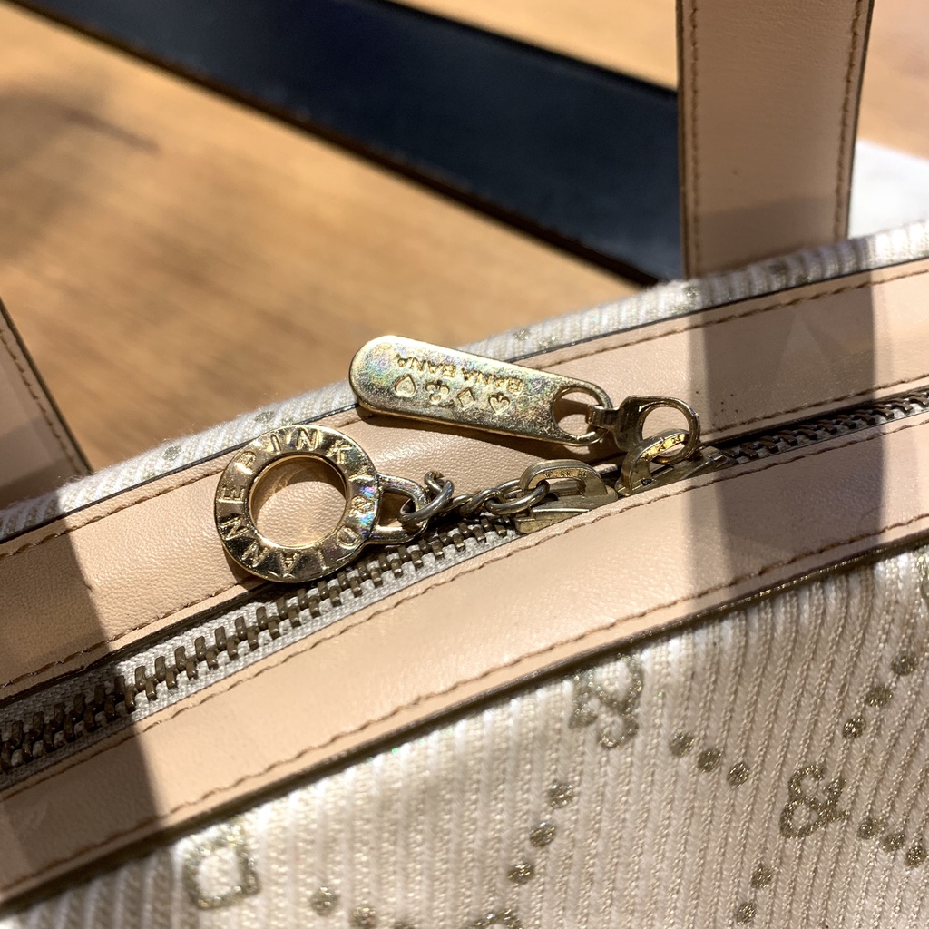 Túi xách tay vải phối da hiệu PINKY & DIANNE