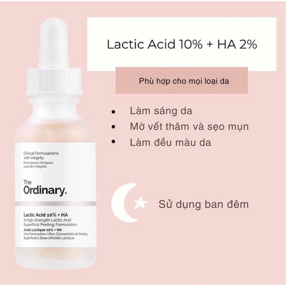 Serum tẩy da chết hoá học - Lactic Acid 5% + HA và Latic Acid 10% + HA – The Ordinary.