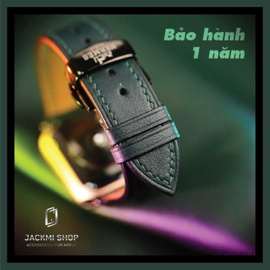 [BẢO HÀNH 1 NĂM] Dây Da BÊ SWIFT may tay thủ công màu Xanh Midnight khoá Bướm cho Apple Watch series 7/6/5/4/3/2/1