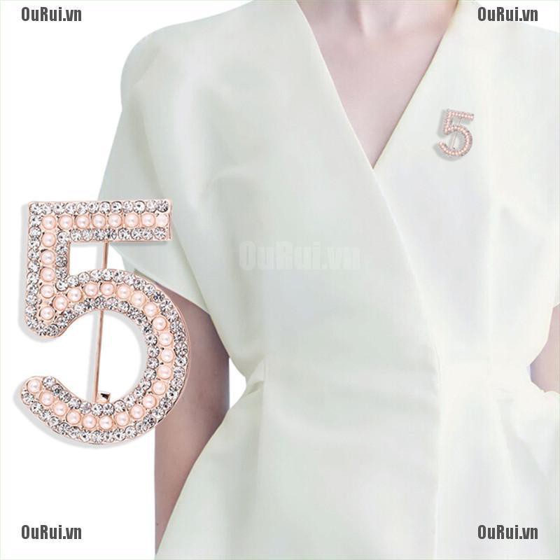 Ghim Cài Áo Số 5 Đính Đá Nhân Tạo Dành Cho Tiệc Cưới