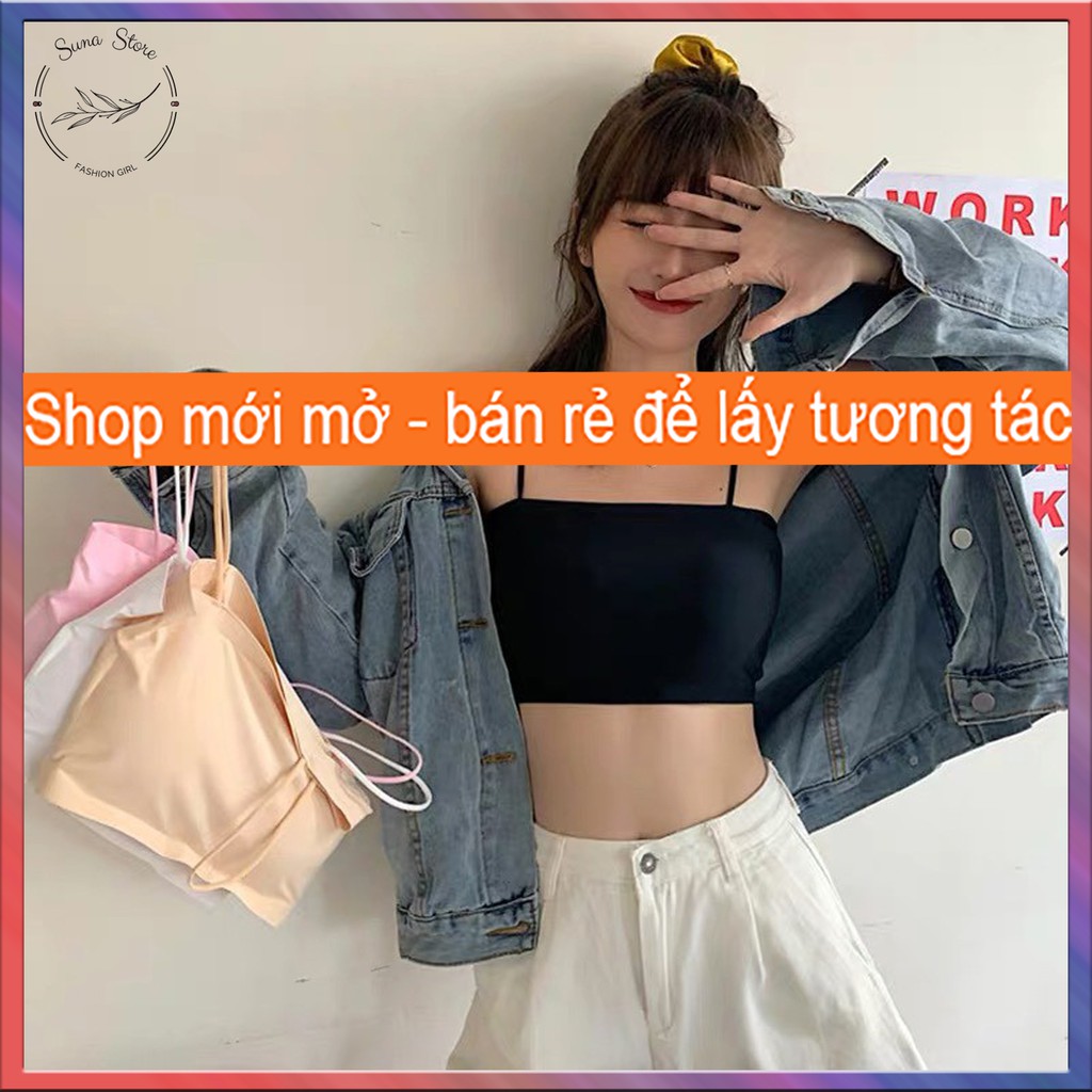 [Quà tặng là gói xả vải bạn nhé] Áo bra quây sisterhood hai dây đúc su chất thun lạnh, Áo Bralette Tập Gym Yoga