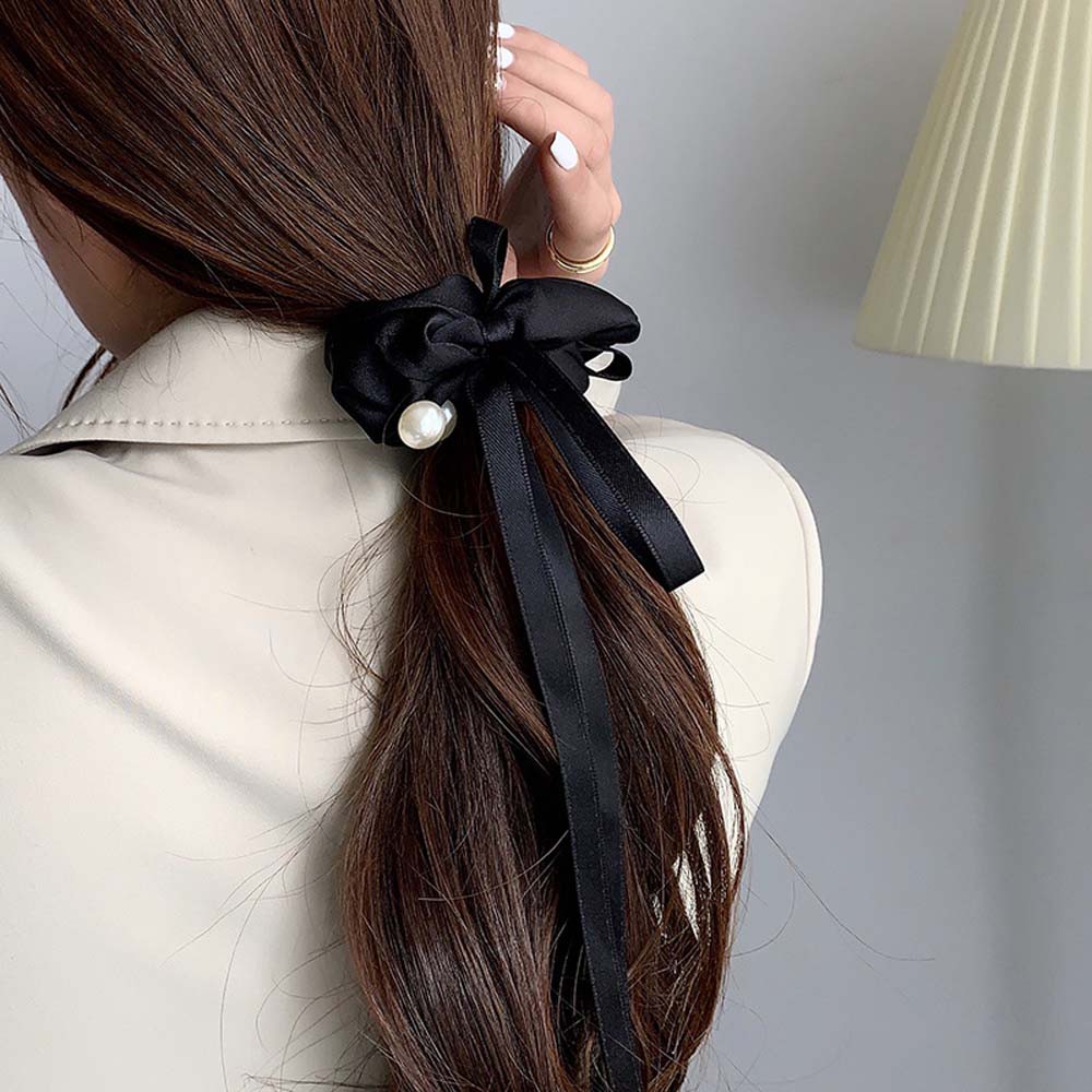 Dây Buộc Tóc Đính Nơ Và Ngọc Trai Giả Thời Trang Cho Nữ