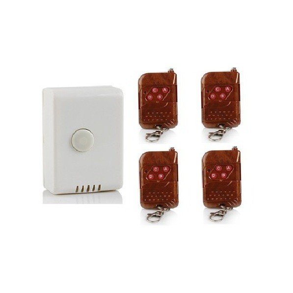 Công tắc điều khiển từ xa sóng 433 RF15 kèm 04 Remote RF vỏ vân gỗ