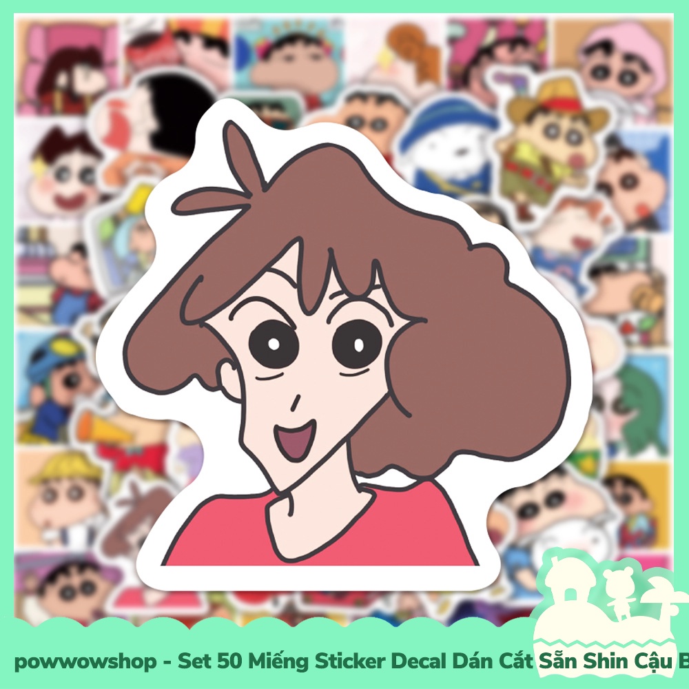 [Sẵn VN - Hỏa Tốc] Set 50 Miếng Sticker Decal Cắt Sẵn DIY Dán Trang Trí Vật Dụng Mẫu Shin Cậu Bé Bút Chì Shiny Life