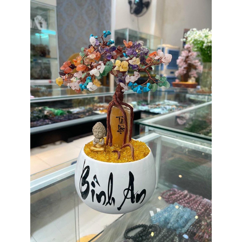 Cây tài lộc phong thủy đá TA. tự nhiên đặt bàn làm việc - Cao 25 cm