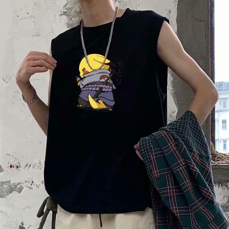 Áo thun cổ tròn in họa tiết pikachu thời trang mùa hè cho nam