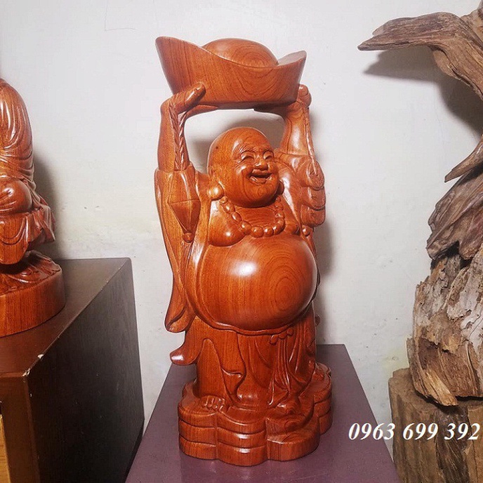 Tượng phật di lặc gỗ hương cao 40 cm