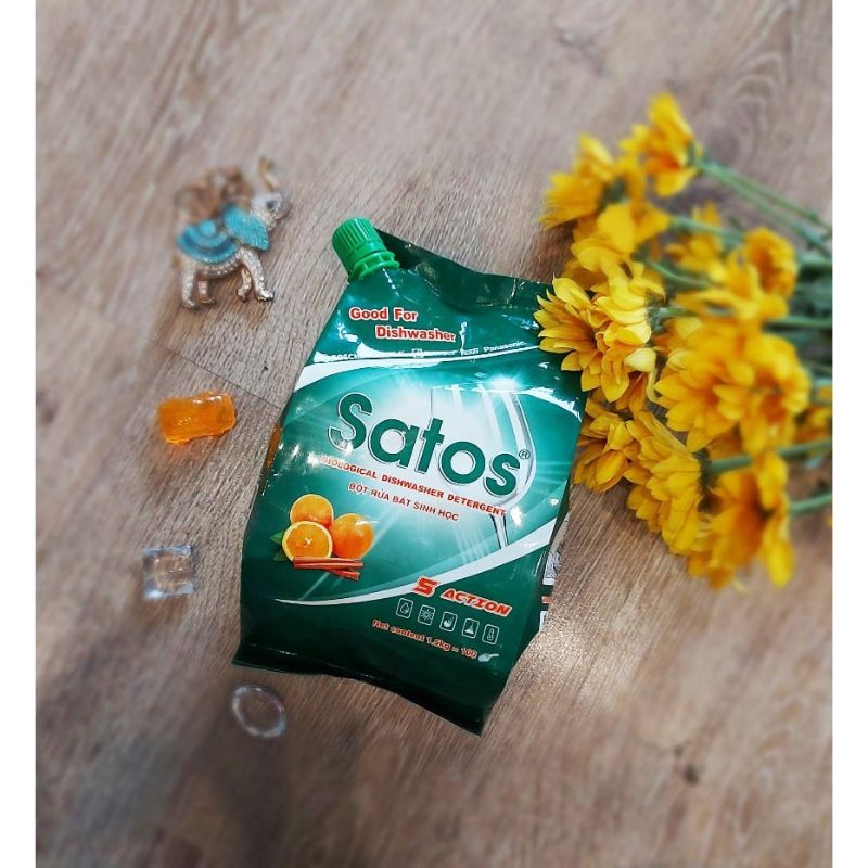 BỘT RỬA BÁT SINH HỌC SATOS - 1.5kg, Sạch cho bát, tốt cho sức khỏe. DÀNH CHO CÁC LOẠI MÁY RỬA BÁT