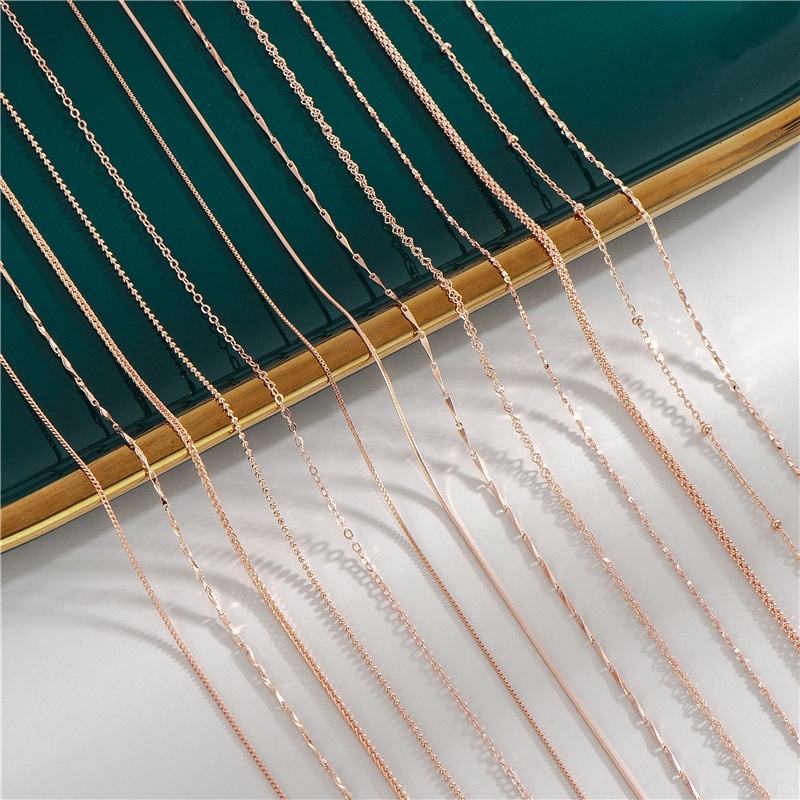18k Vàng Hồng Rantai S925 Bạc Mạ Hoa Hồng Vòng Cổ Vàng 18K Hoa Hồng Liên Kết Nữ ins Hàn Quốc Đơn Giả