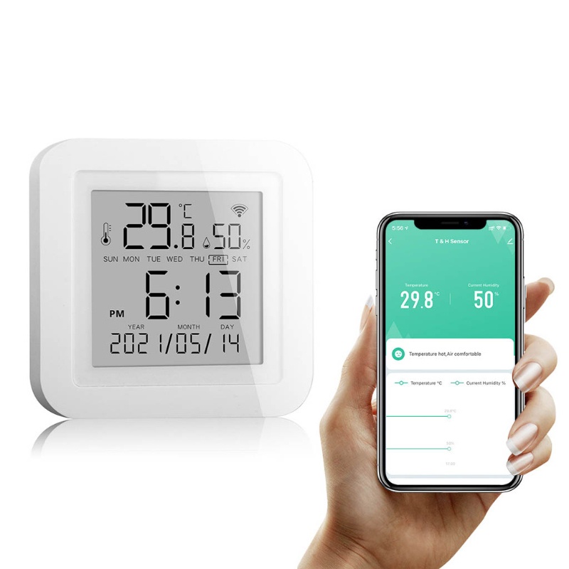 Thiết Bị Cảm Biến Nhiệt Độ Và Độ Ẩm WiFi Không Dây Màn Hình LCD Cho Smart Test Home Alexa