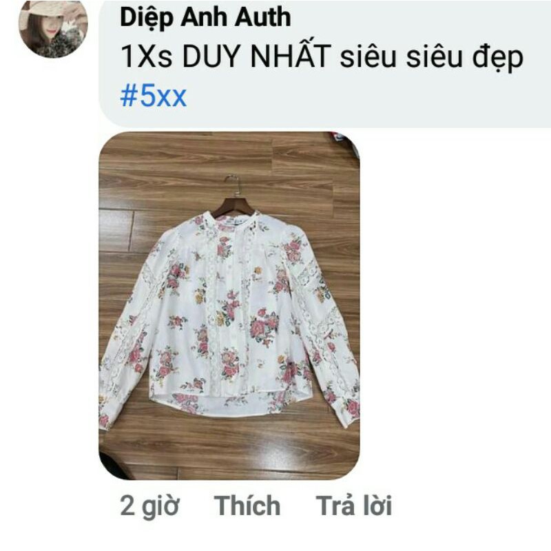 Áo sơ mi hoa phối ren Zara