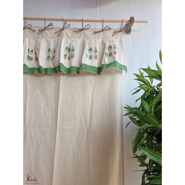 Rèm Phối Hoạ Tiết Dây Thừng Phong cách Vintage, Trang Trí Cửa Sổ