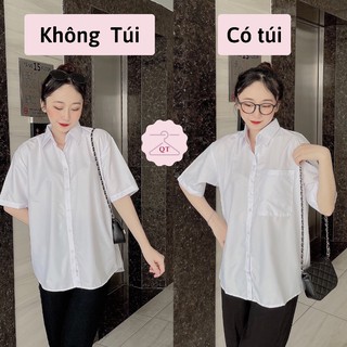 Áo Sơ Mi Trắng Nữ Tay Lỡ Đi Học Học Sinh Đi Làm Cao Cấp