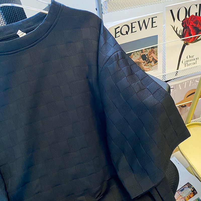 ZHELIHANGFEI Áo Thun Ngắn Tay Dáng Rộng Họa Tiết Ca Rô Xinh Xắn Dễ Phối Đồ