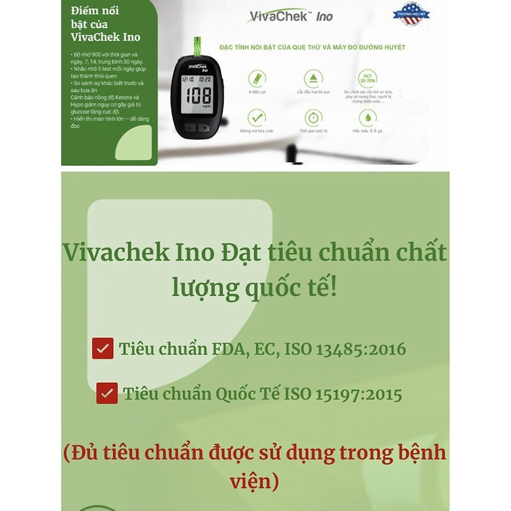 [GIAO HỎA TỐC] MÁY ĐO ĐƯỜNG HUYẾT VIVACHEK™ INO [Tặng ngay 50 kim + 50 que thử đường huyết]