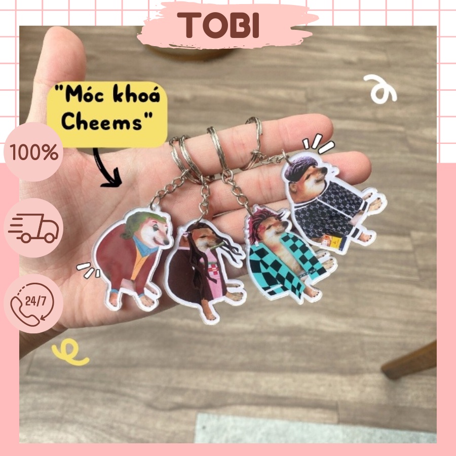 Móc khoá Cheems meme hình Khá bảnh, Kimetsu hài hước treo balo