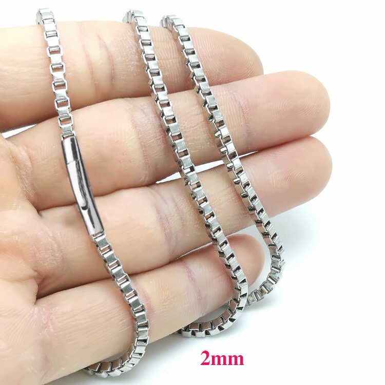 Dây chuyền nữ ô vuông khít nhí 2mm khóa gài vip sáng đẹp, không đen, cá tính