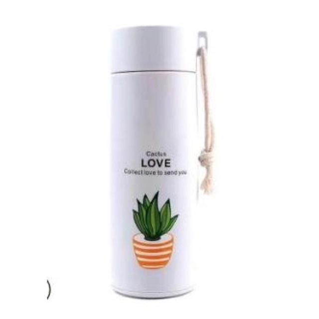 Bình nước in hình xương rồng nhiều màu 400ml cute