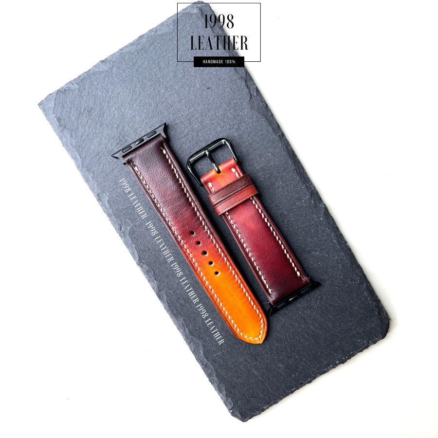 Dây đồng hồ apple watch da series 4, 5, 6 đủ size 40mm, 42mm, 44mm, chính hãng, màu nâu chuyển sắc, handmade, cao cấp