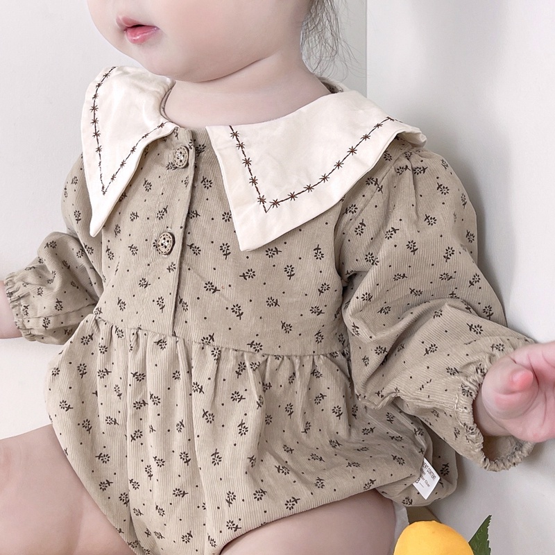 Áo liền quần tay dài in hoa thời trang dễ thương cho bé gái sơ sinh