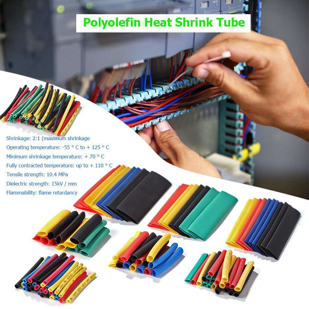 164pcs Flame Retardant Polyolefin Heat Shrink Tube Insulated Sleeve Kit Diydegss