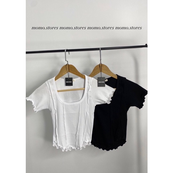 Áo croptop thun hoạ tiết viền năng động