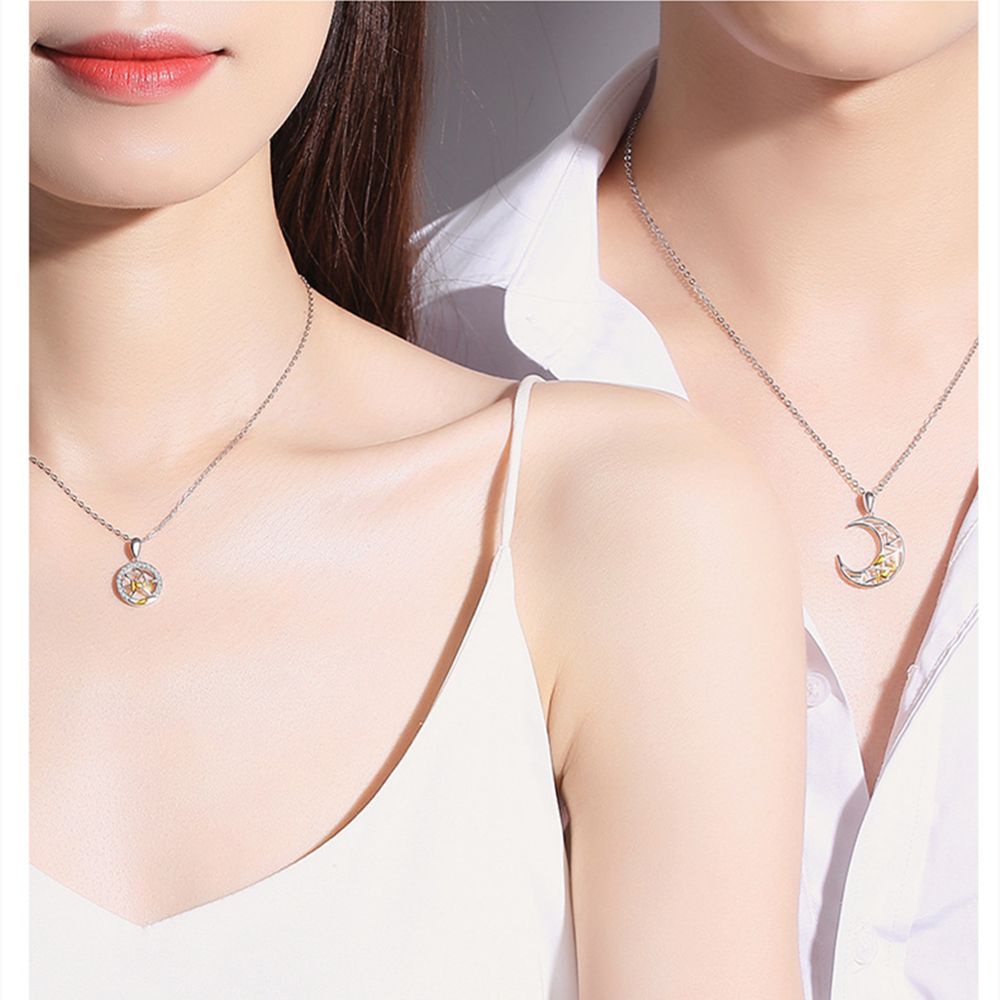 Vòng cổ thép không gỉ mặt hình mặt trăng mặt trời thời trang cho cặp đôi