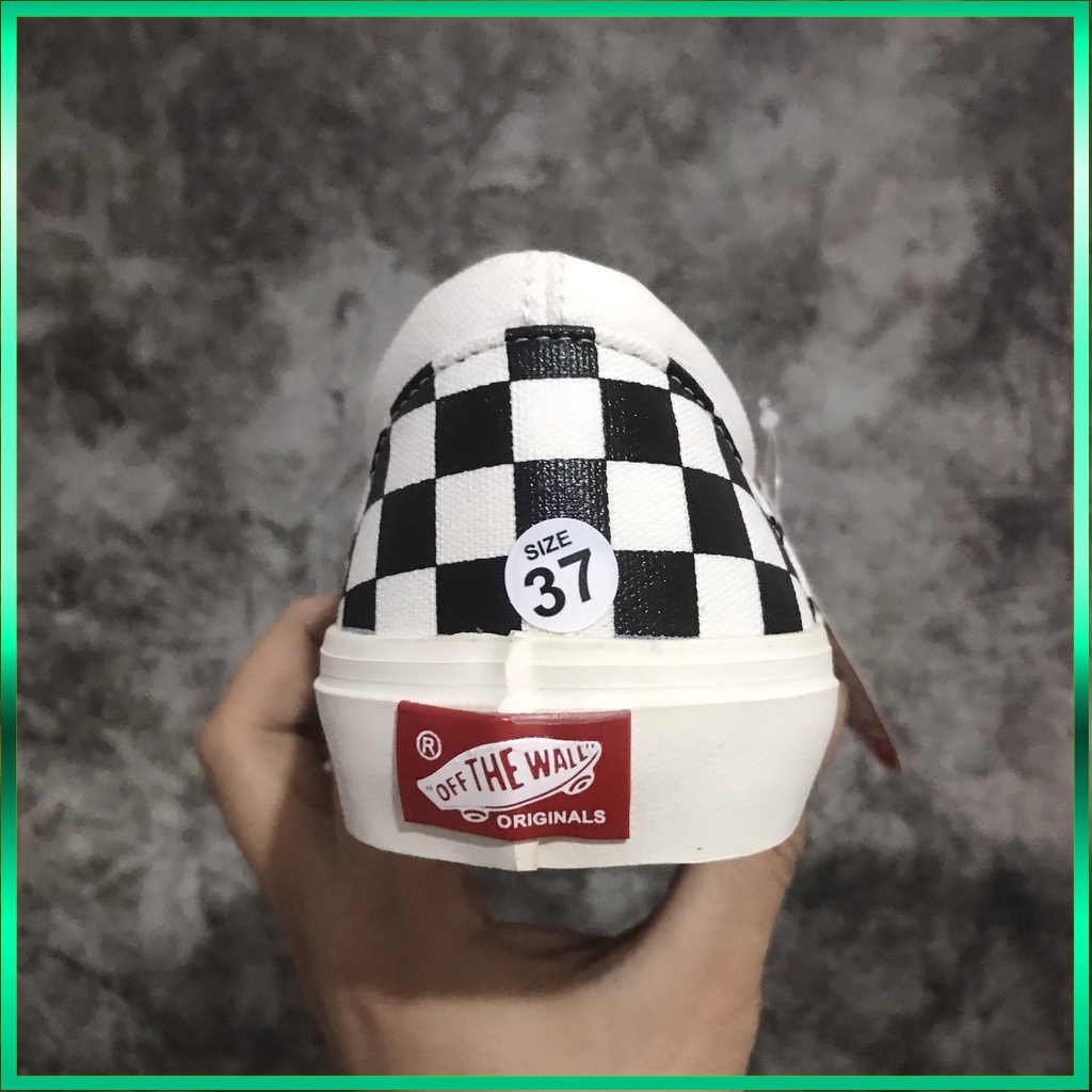 Giày Thể Thao 𝗩𝗮𝗻𝘀 Caro Nam Nữ, Giày Lười Slip On Vans Caro Vải Canvas Dày Dặn Hàng 11 Full Box
