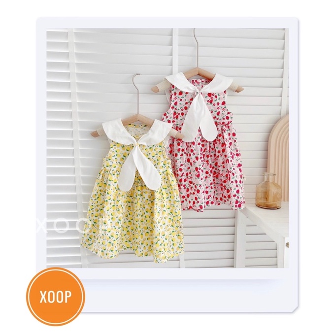 Váy dâu có nơ trắng cho bé gái đẹp xịn (8-18kg)